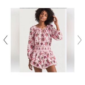LoveShackFancy Pink Floral Dress Netra Mini Rosemary Mauve XL